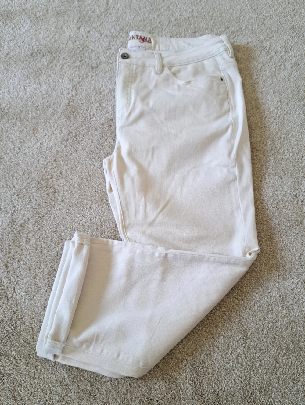 Santana Jeans Cropped Cream Denim Women's Size 16 Capri Stretch Pants - Picture 10 of 12